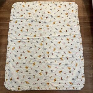 Sears Vintage Winnie the Pooh Baby Crib Quilt Blanket White Ruffles Tigger